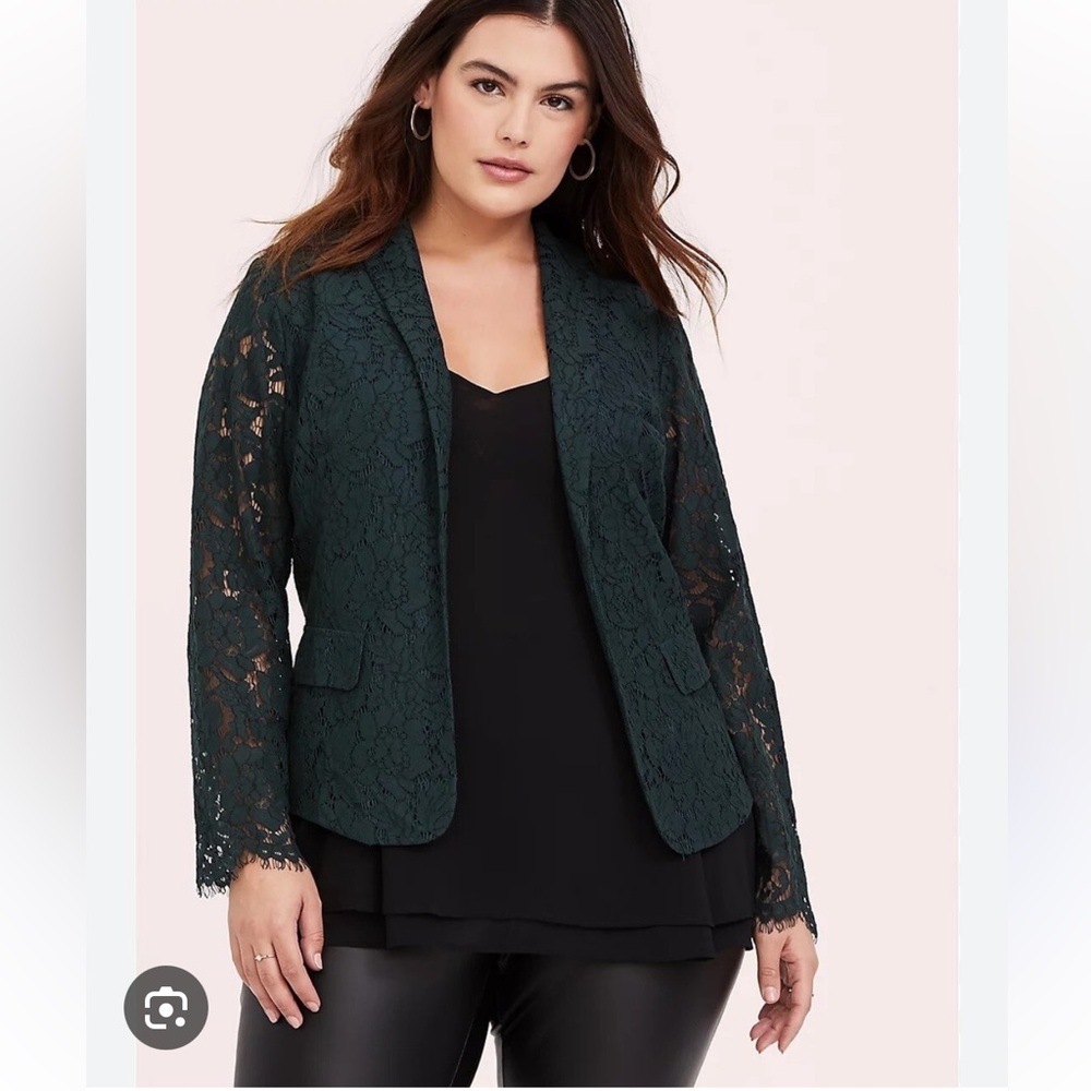 Torrid Women's Dark Green Lace Blazer